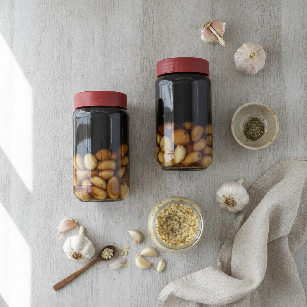 Diferentes etapas de fermentación del ajo